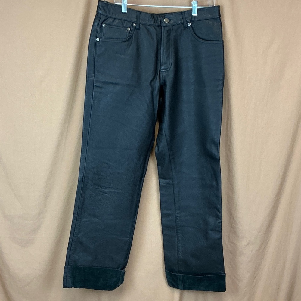 First MFG Co. Classic Black Leather Biker pants Men's Size 34